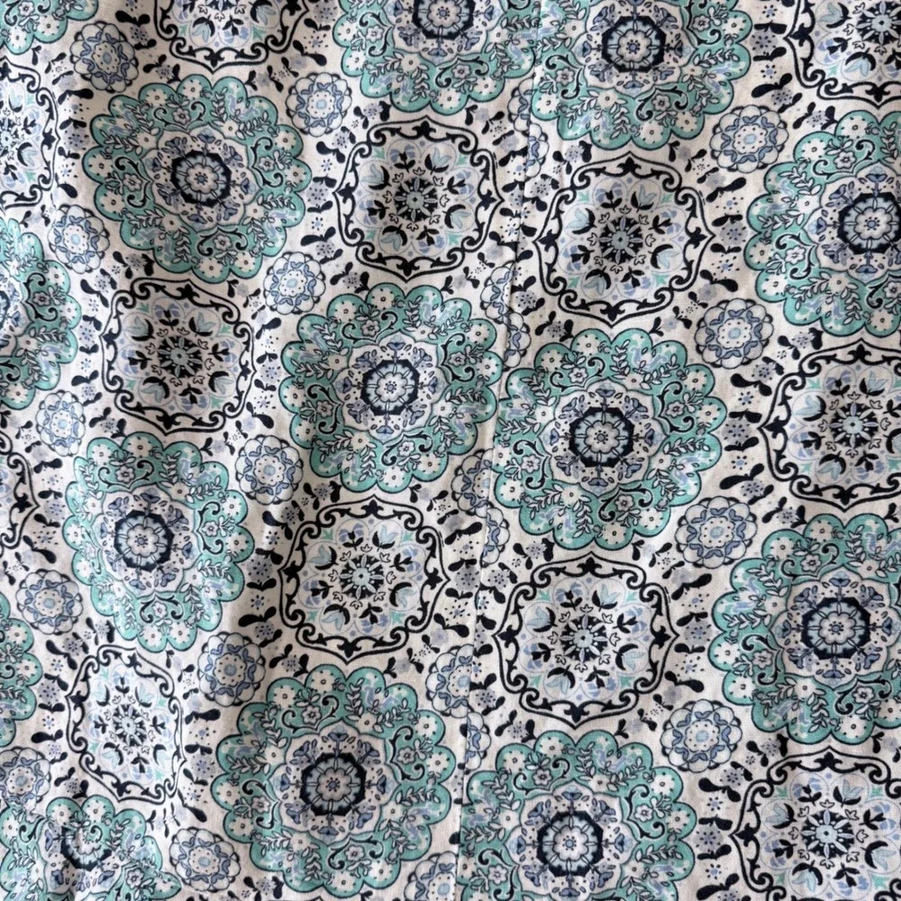 LOFT‎ Petite Linen Blend Boho Wrap Skirt 12P Blue Medallion Print NWT Summer
